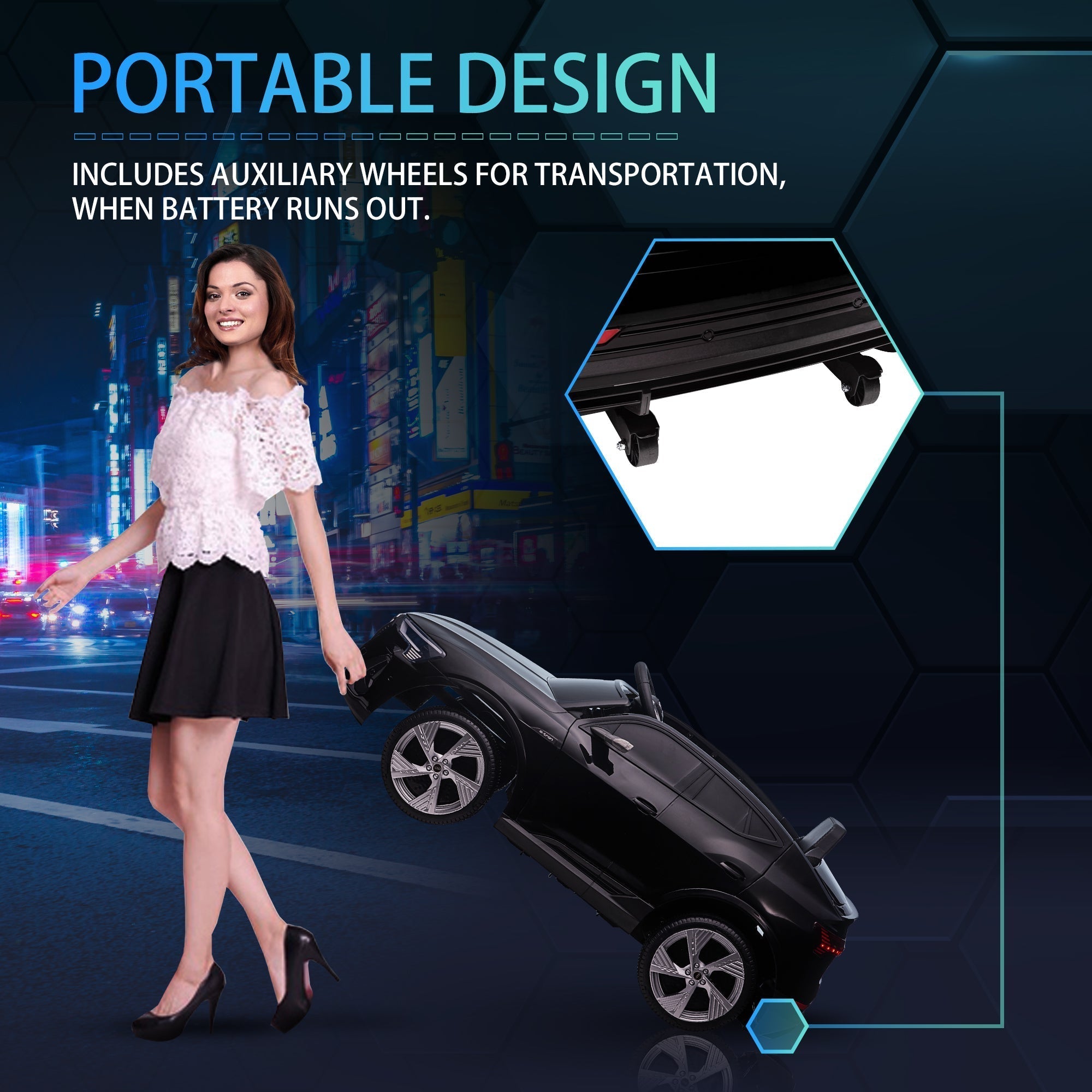 HOMCOM Audi E-tron Licensed 12V Kids Electric Ride on, Electric Car for Kids, with Parental Remote, Music Lights MP3, Suspension Wheels, for 3-5 Years, Black