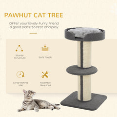 PawHut 91cm Cat Tower Scratching Posts Cat Tree for Indoor Kittens Activity Centre Grey