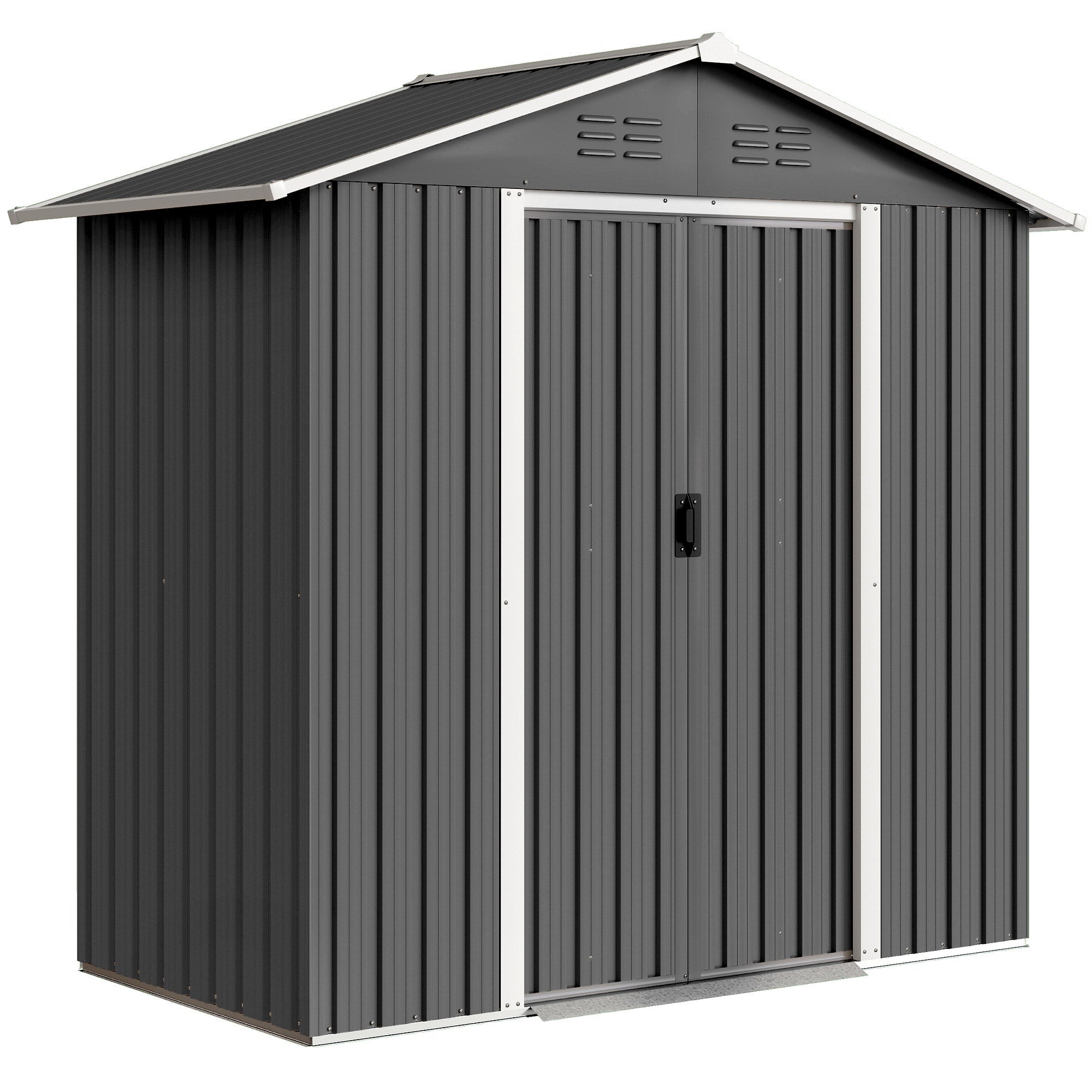 Outsunny 6.5 x 3.5ft Metal Garden Storage Shed - Dark Grey