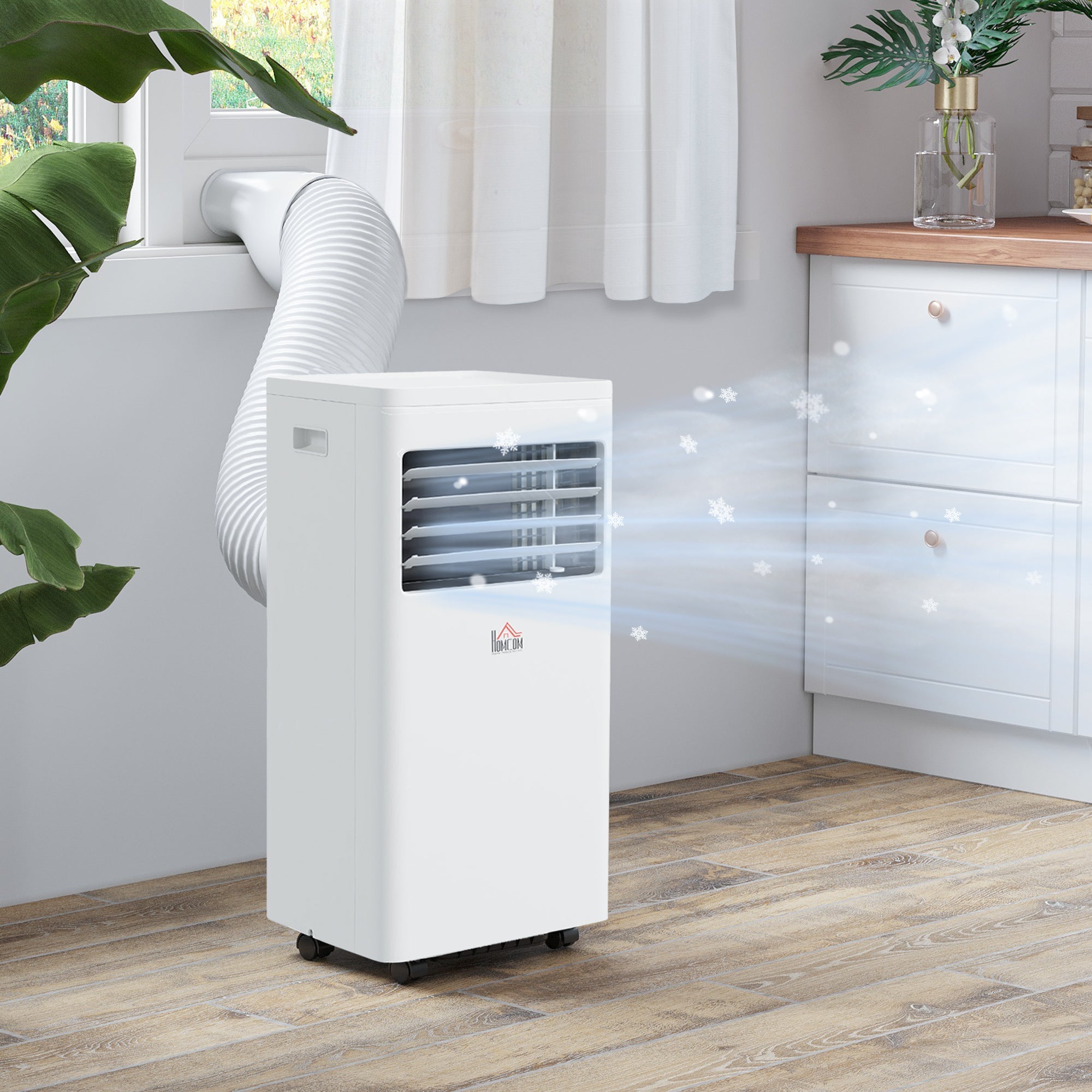 HOMCOM 7000 BTU Air Conditioning Unit, 3-in-1 Portable Air Conditioner, Dehumidifier, Cooling Fan with 2 Speeds, 24H Timer, Remote Control, Digital Display, Window Venting Kit, 26m_