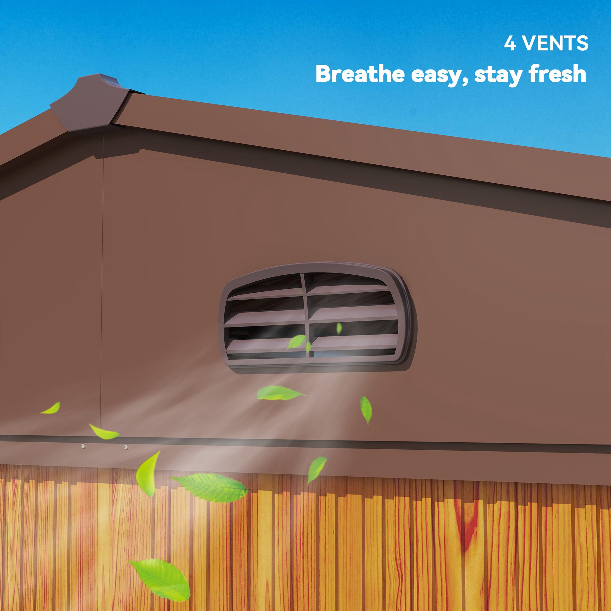 Outsunny 9 x 6ft Metal Garden Shed, House Hut Gardening Tool Storage with Ventilations, Sliding Door, Sloped Roof for Garden, Patio, Brown