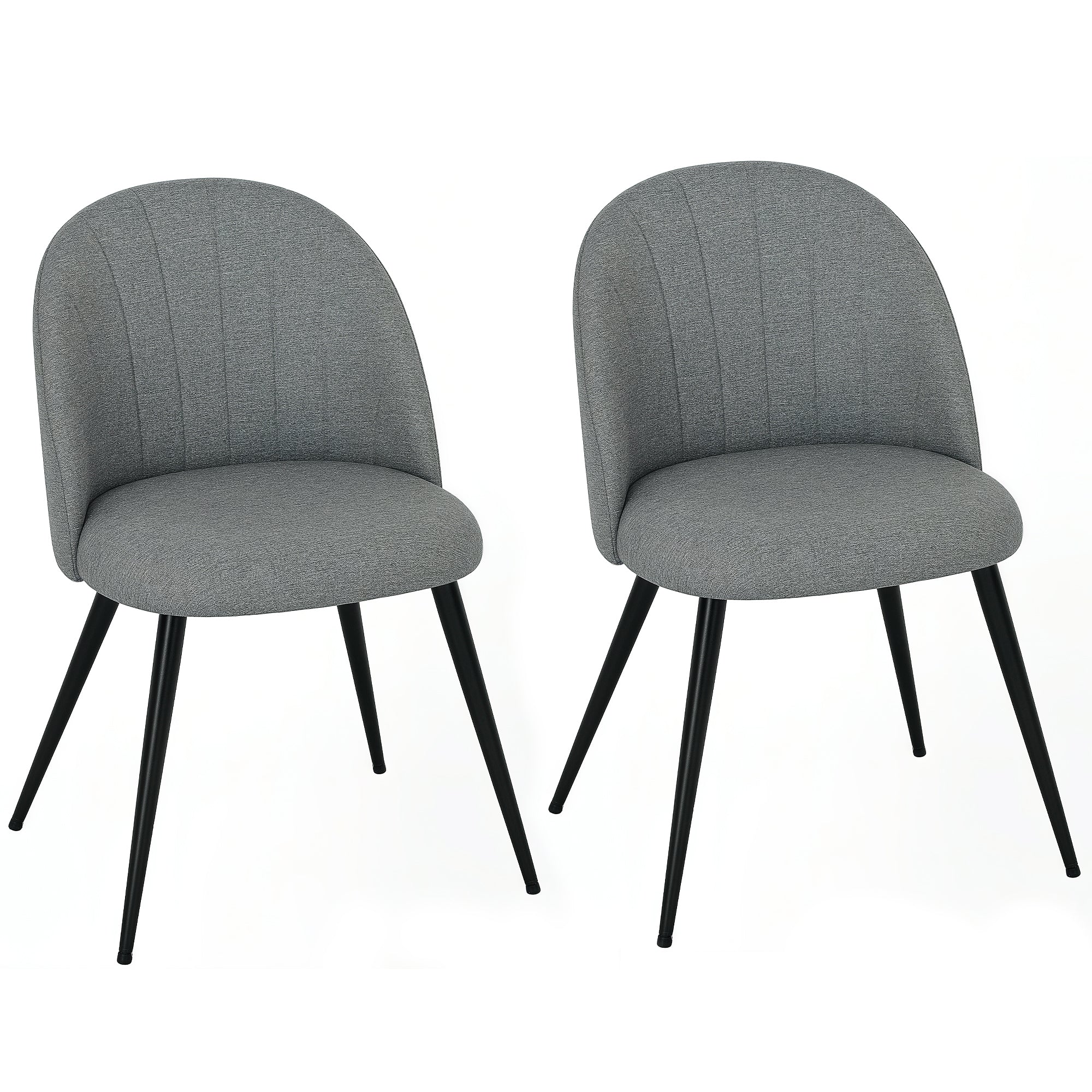 HOMCOM Dining Chairs Set of 2, Modern Upholstered Kitchen Chairs with Metal Legs, Shell Backrest and Padded Seat for Dining Room, Bedroom, Living Room, Vanity, Grey