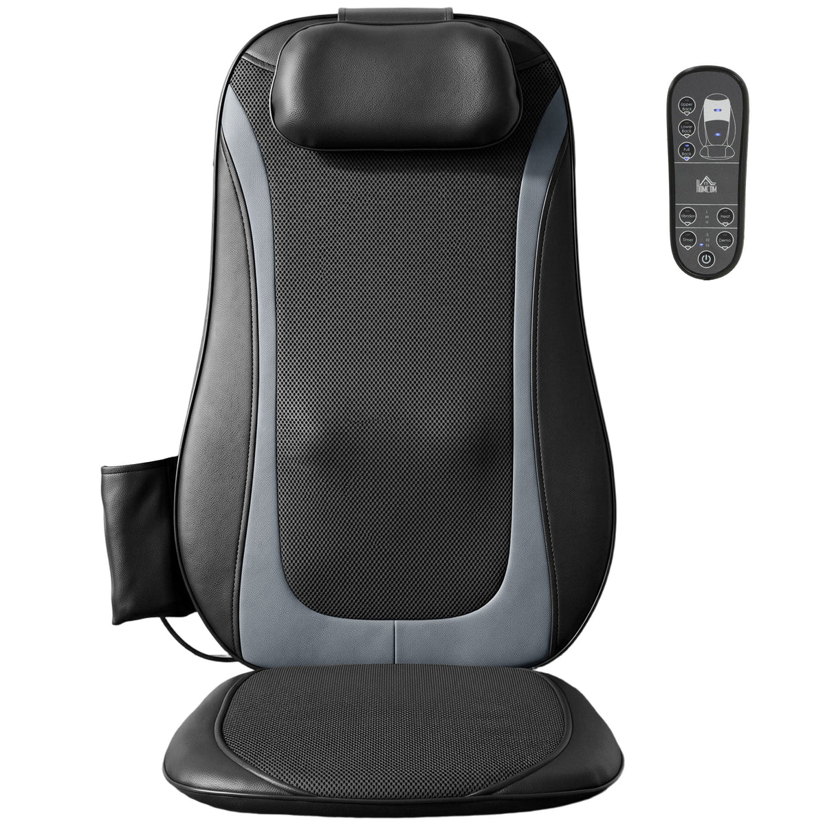 HOMCOM Back Massager with Heat, Deep Tissue Kneading Massage Chair with 3-Level Seat Vibration, Massage Chair Pad for Back Pain