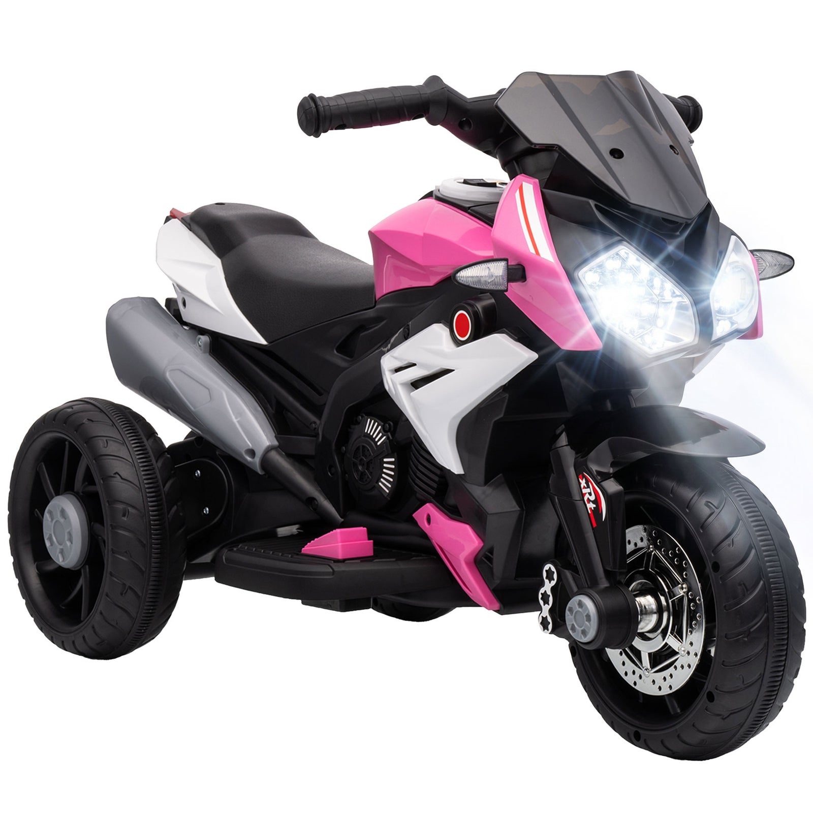 HOMCOM Kids Electric Motorcycle, 6V Ride on Motorcycle with 3 Wheels, LED Headlight, Music, Horn for Boys Girls 3-5 Years, Pink
