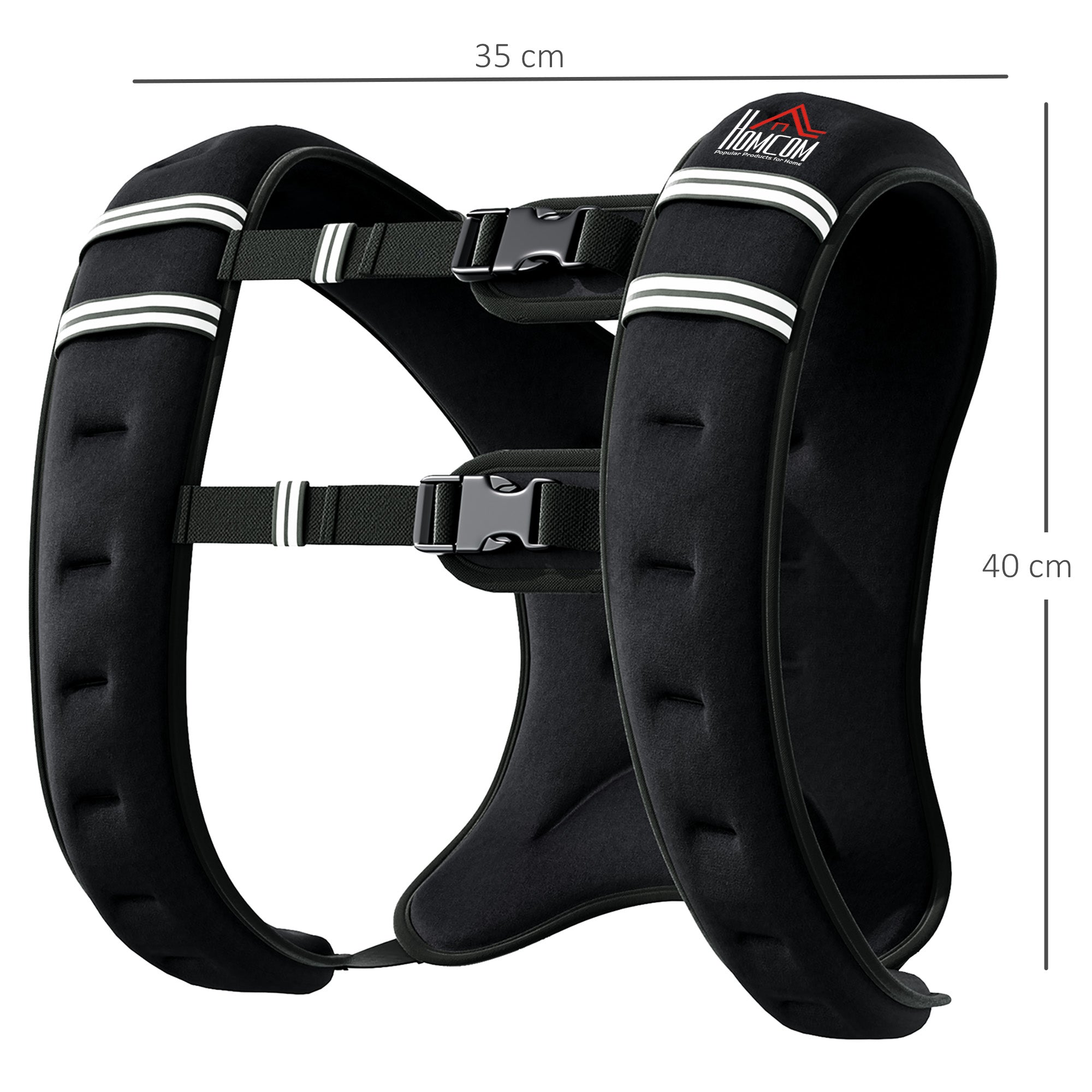 HOMCOM 10KG Weighted Vest, Running Weight Vest with Adjustable Strap, Convenient Pocket and Reflective Strips for Men and Women