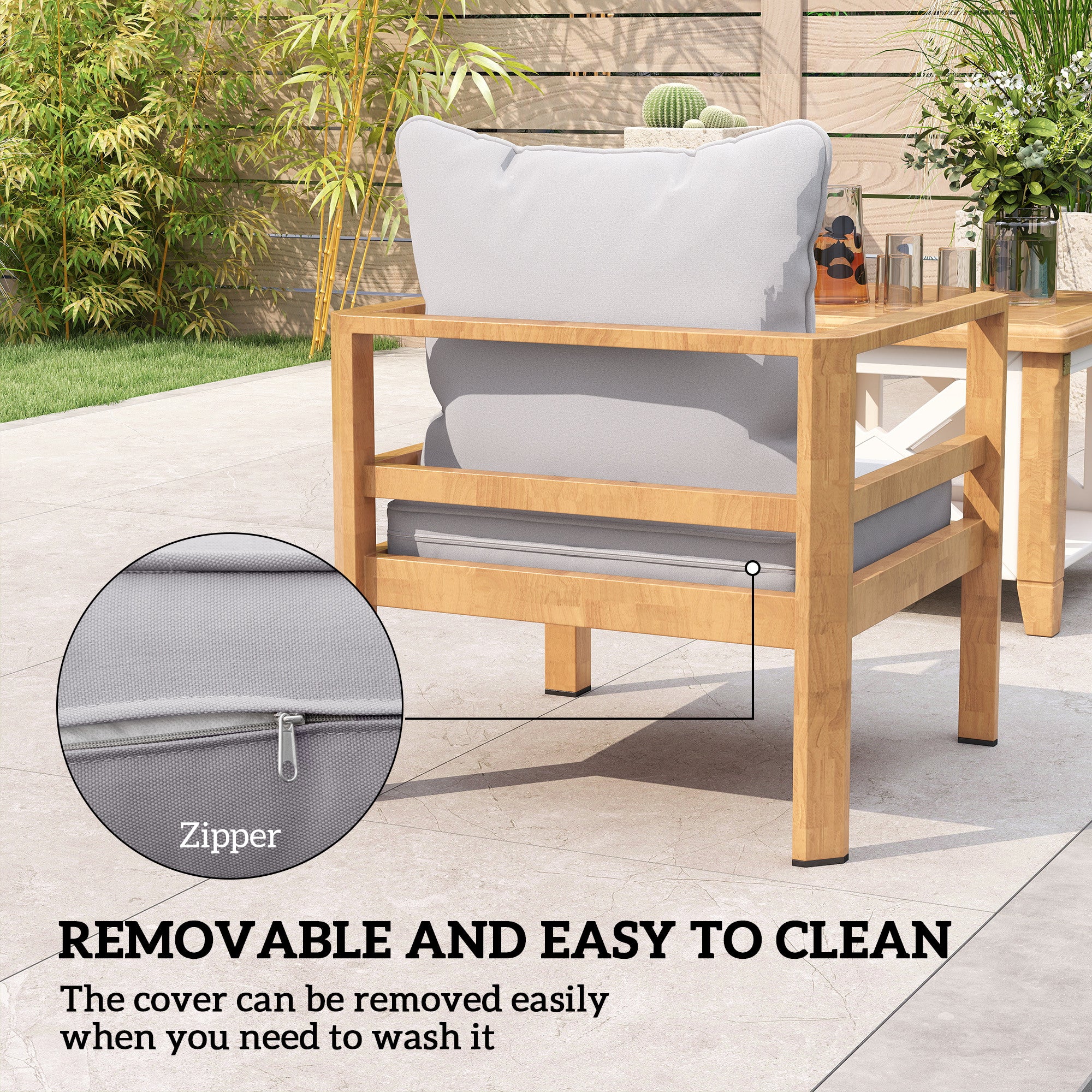 Outsunny Seat and Back Padded Cushion Set, CUSHION ONLY - Light Grey