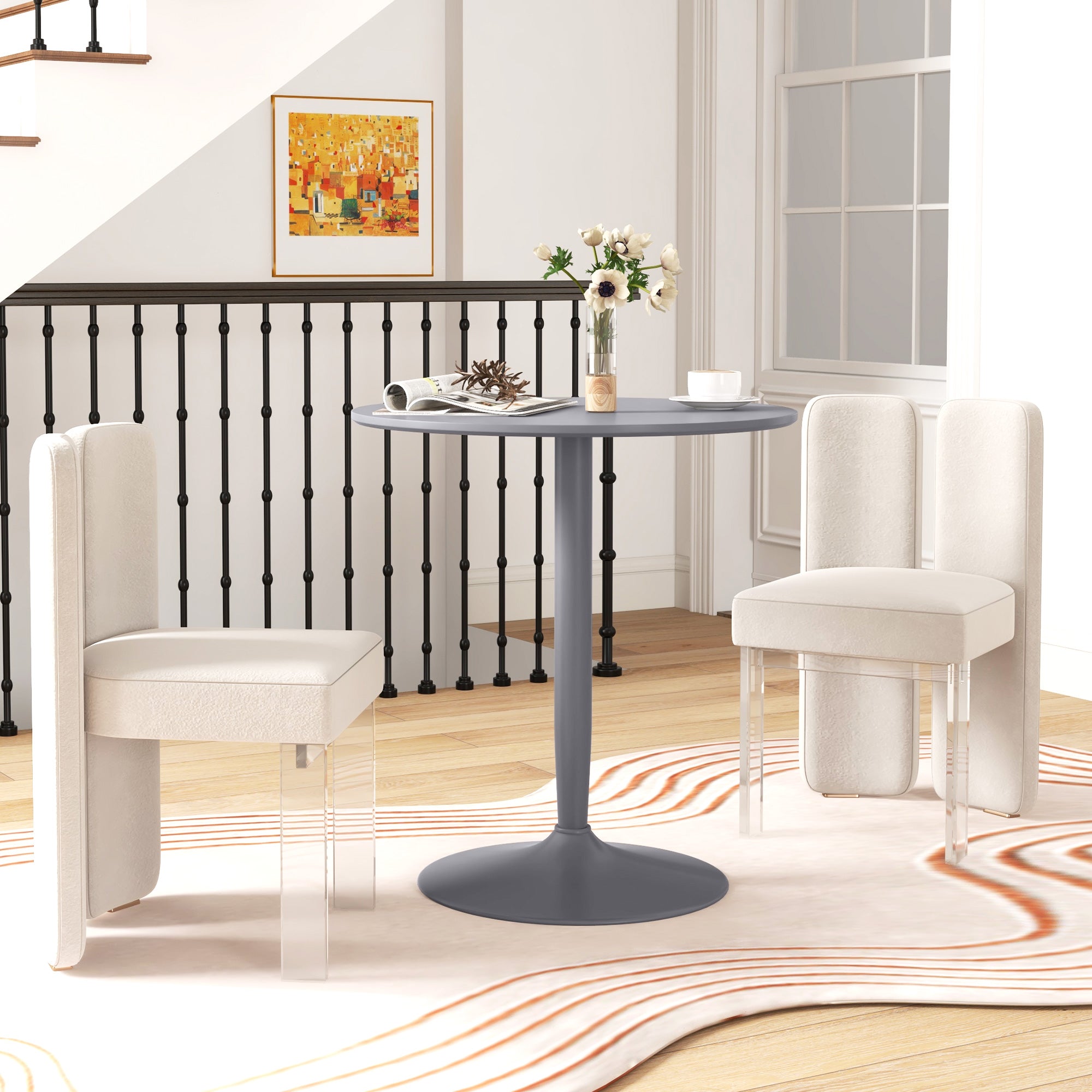 HOMCOM 75H x 70cm Two-Person Minimalistic Dining Table - Grey