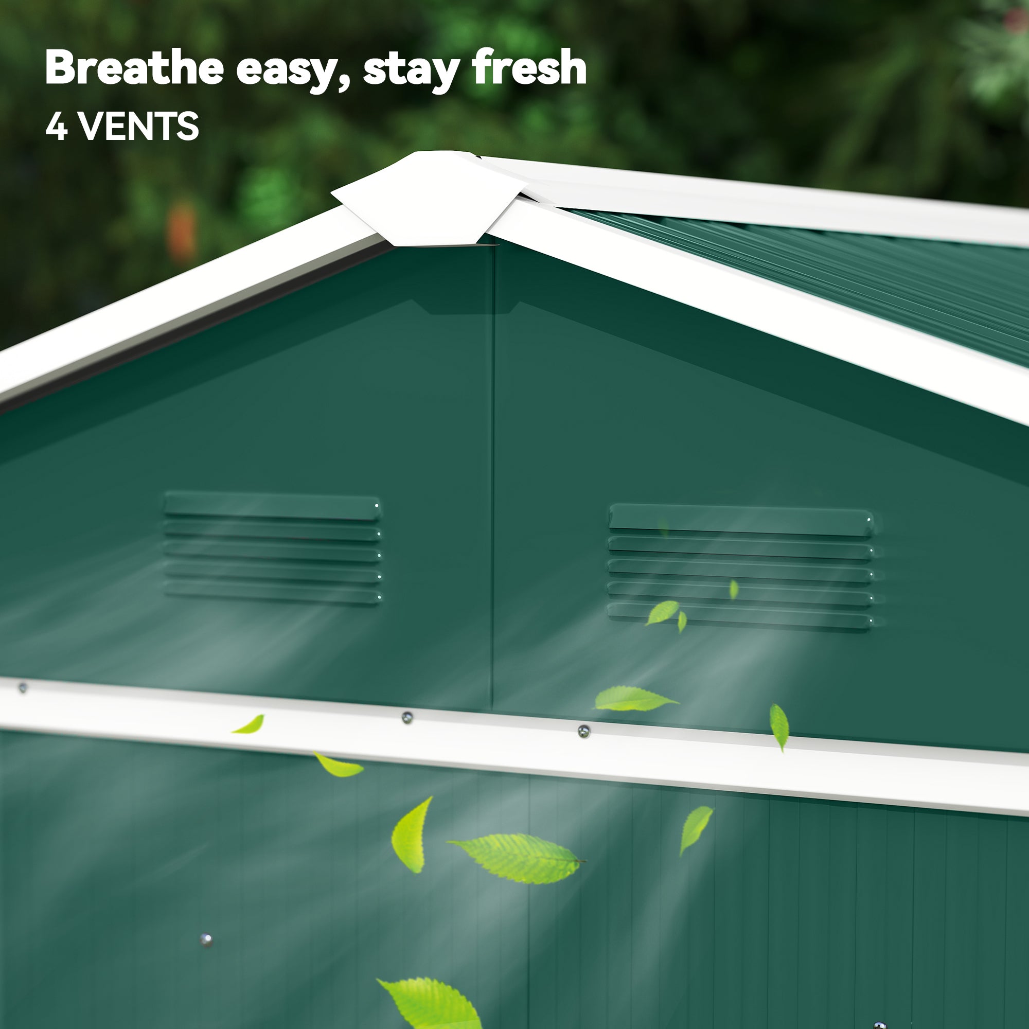 Outsunny 6.5ft x 3.5ft Metal Garden Storage Shed for Outdoor Tool Storage with Double Sliding Doors and 4 Vents, Green