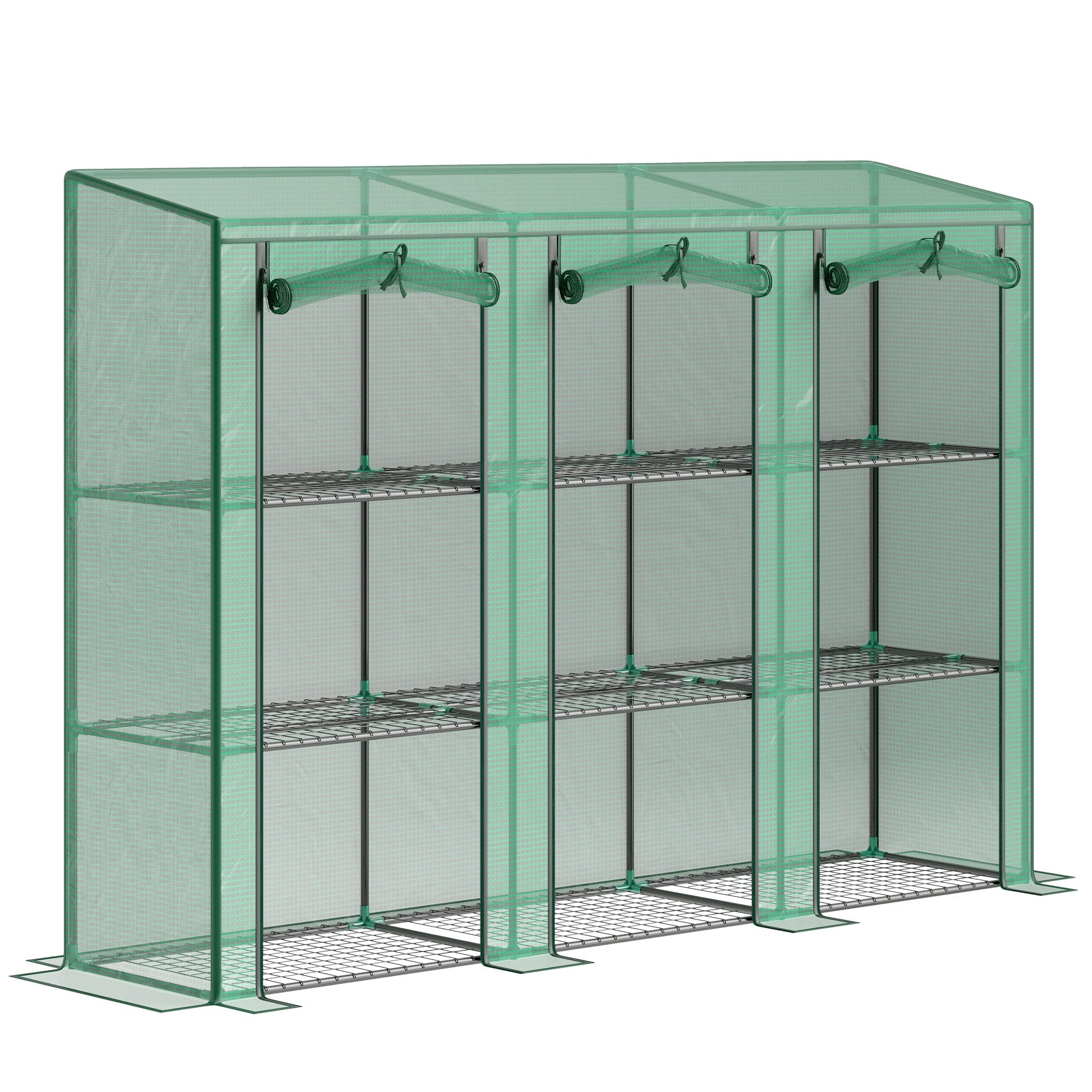 Outsunny 46 x 215cm Nine-Shelf Greenhouse - Green