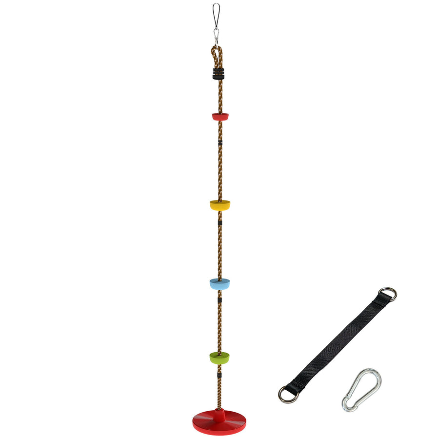 AIYAPLAY Climbing Rope, Kids Tree Swing Kit with Platforms and Disc Swings Seat, Obstacle Course Kids for Garden, Red