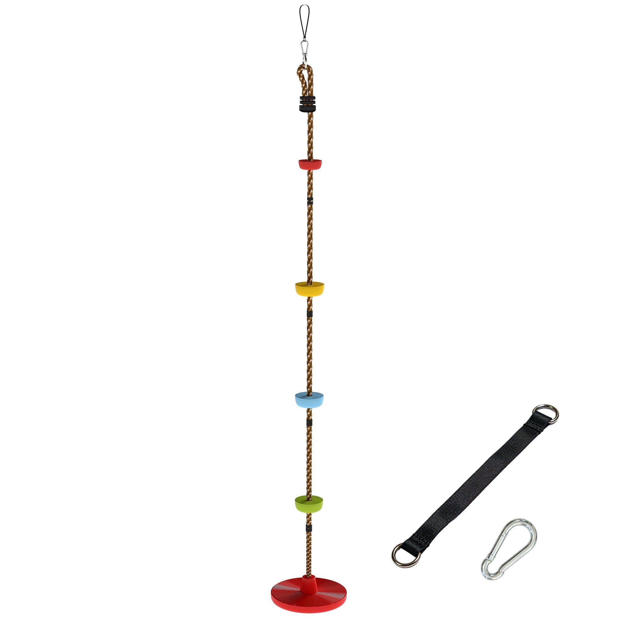 AIYAPLAY Climbing Rope, Kids Tree Swing Kit with Platforms and Disc Swings Seat, Obstacle Course Kids for Garden, Red