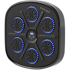 SPORTNOW Music Boxing Machine, Smart Bluetooth Boxing Machine Wall Mounted with 9 Speeds & Modes, LED Lights and Gloves, Punching Pad for Adults, Black