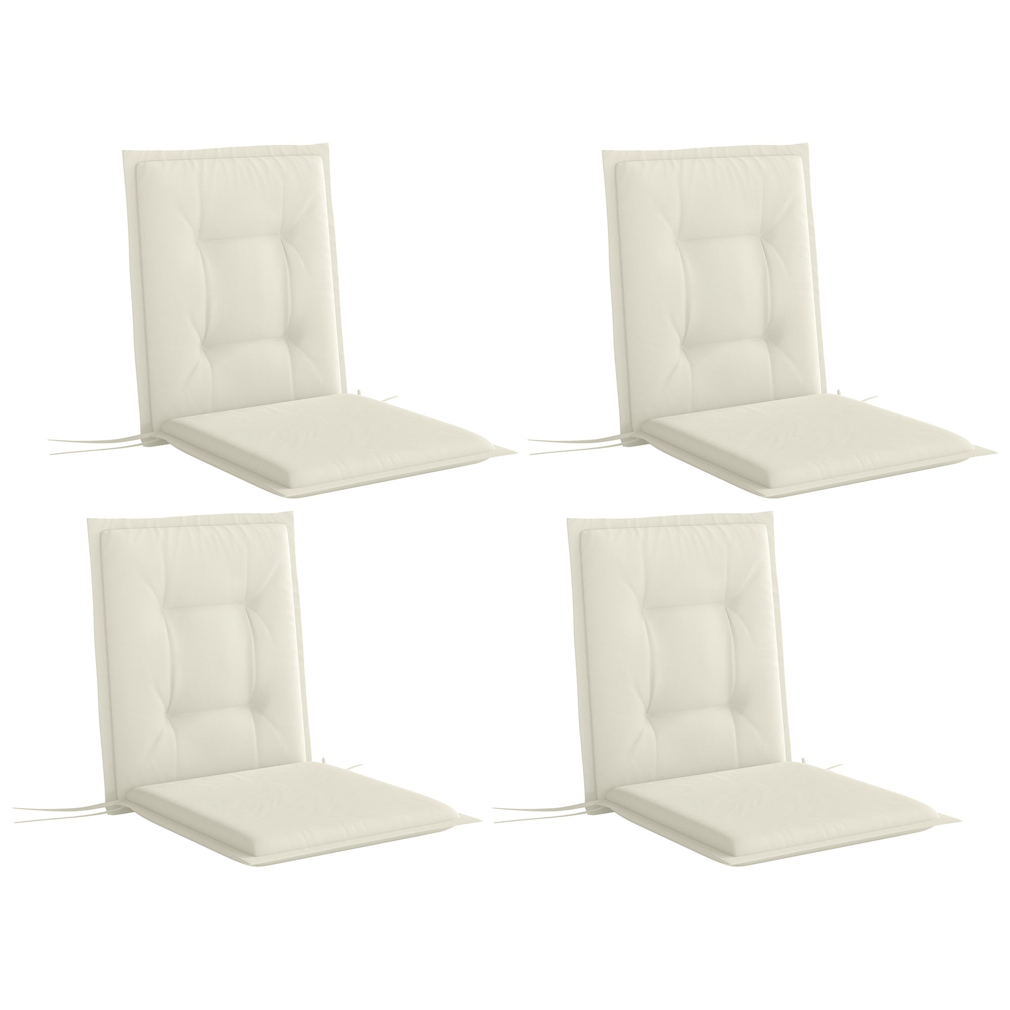 Outsunny Set of Four Padded Garden Seat Cushions - White
