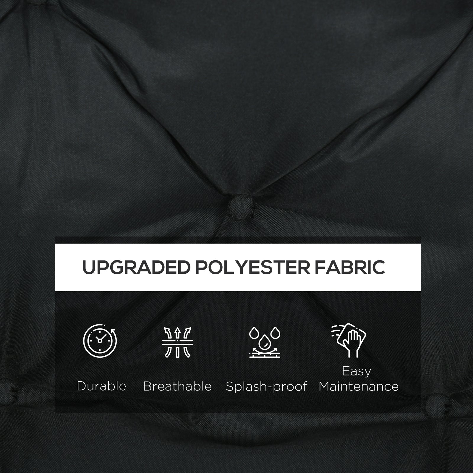 Outsunny 2 Seater Bench Pad, Garden Chair Cushion with Back and Ties for Indoor and Outdoor Use, 98 x 100 cm, Black