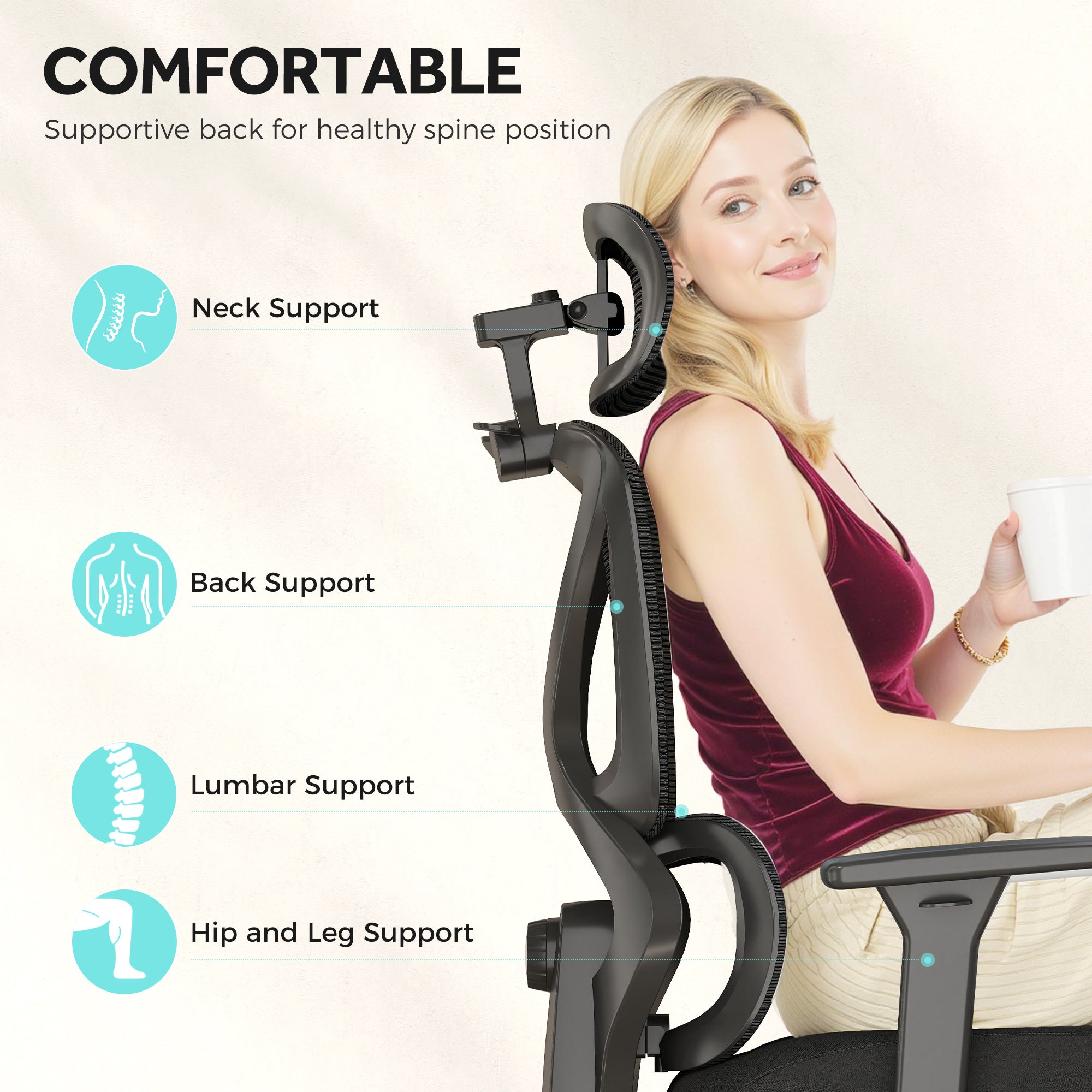 HOMCOM Ergonomic and Adjustable Office Chair - Black