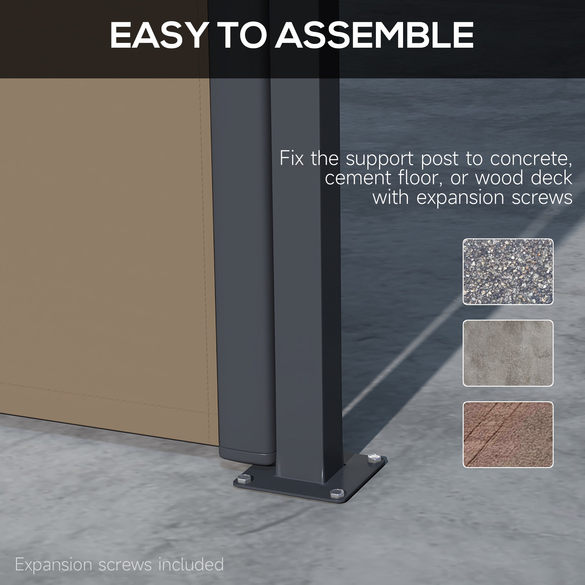 Outsunny Retractable Side Awning, Outdoor Privacy Screen for Garden, Hot Tub, Balcony, Terrace, Pool, 400 x 180cm, Khaki