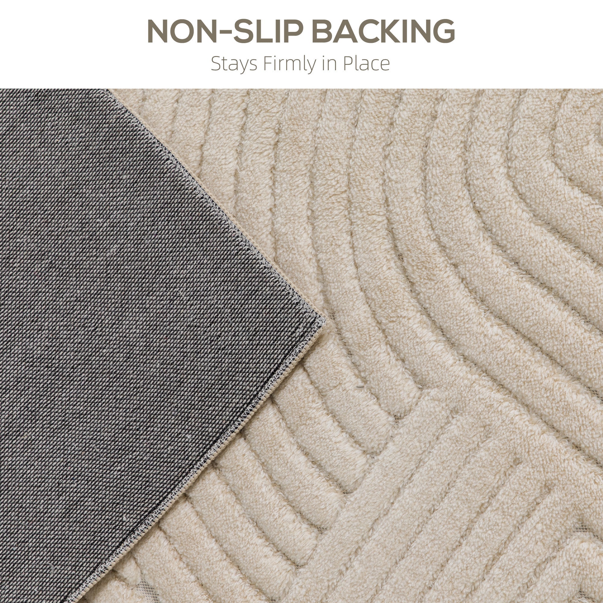 HOMCOM Modern Geometric Rug, Thick & Plush, Non-Slip, 230 x 160 cm â Cream, Living Room/Bedroom/Office