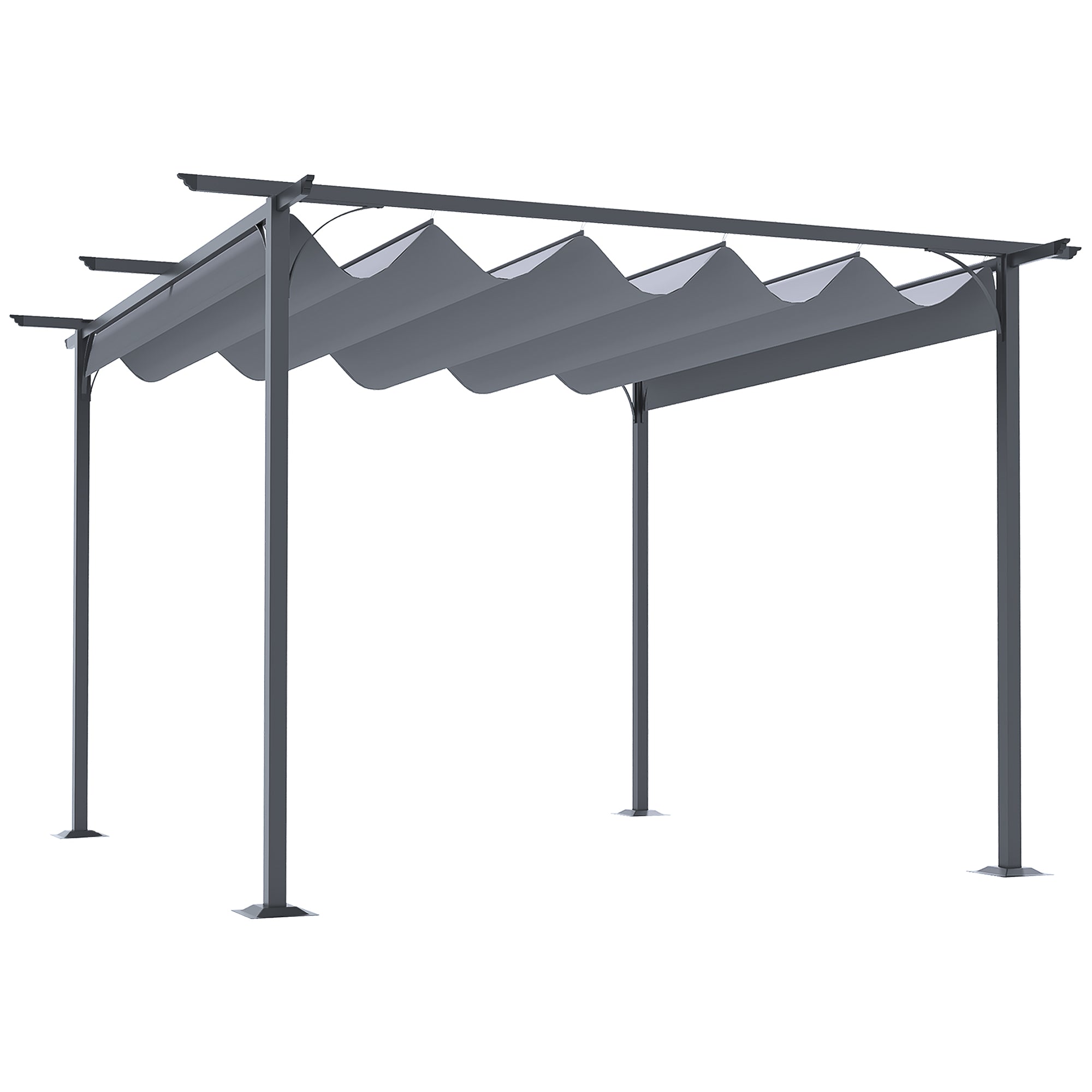 Outsunny 3.5 Sliding Pergola Canopy Metal Pergola Retractable Canopy for Garden Shade, Grey