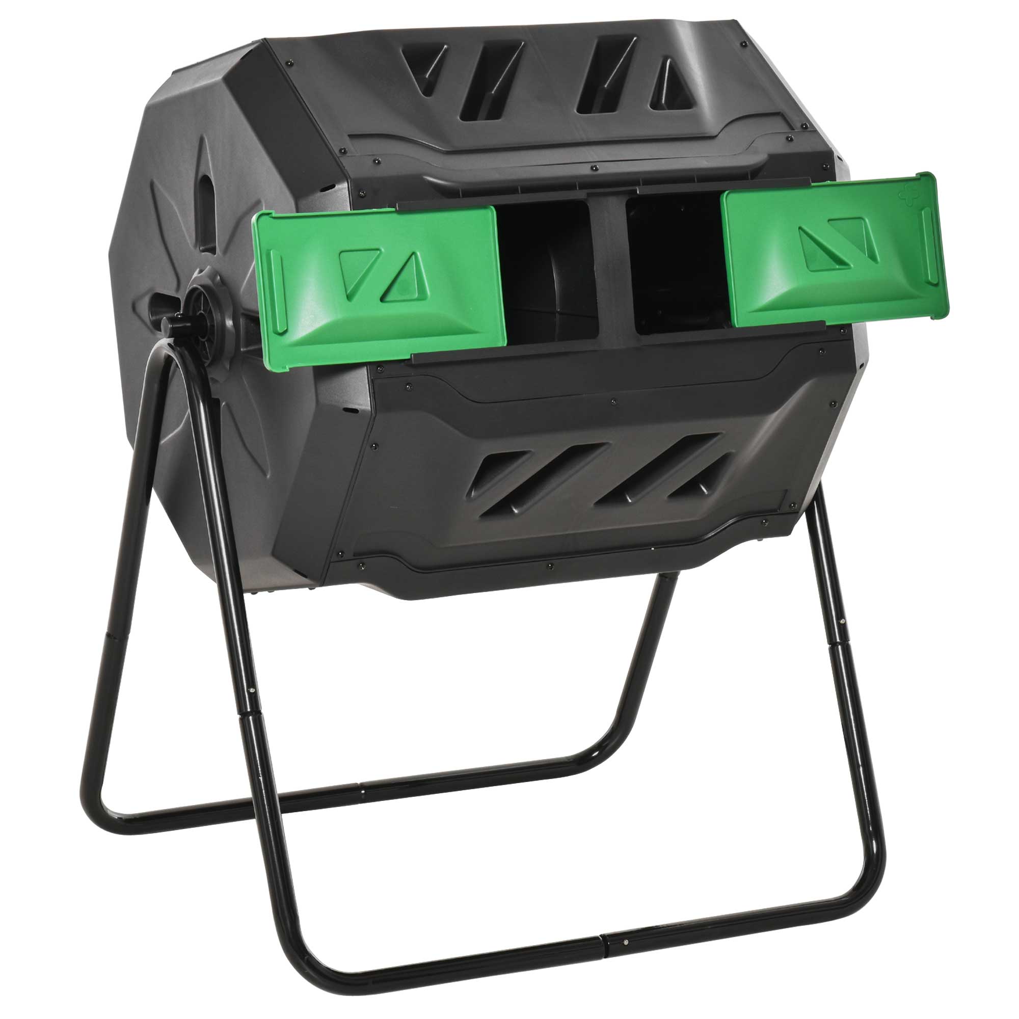 Outsunny 160L 360√Ç¬∞ Rotating Dual Chamber Composter - Black