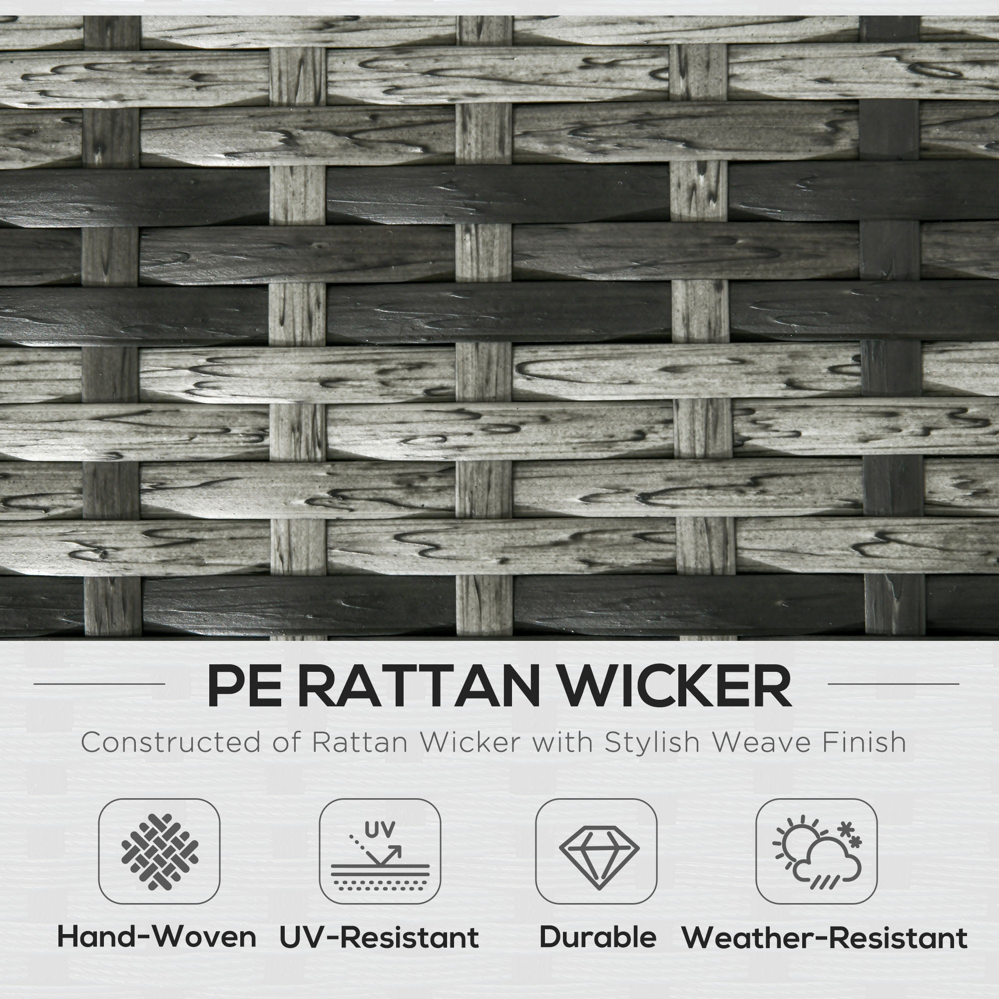 Outsunny 6 Pieces Rattan Garden Furniture Set, 7 Seater Wicker Outdoor Furniture Set with Storage Tea Table & Side Table, Sectional Garden Sofa Set with Cushions, Grey