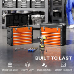 HOMCOM 4 Drawers Large Toolbox - Orange