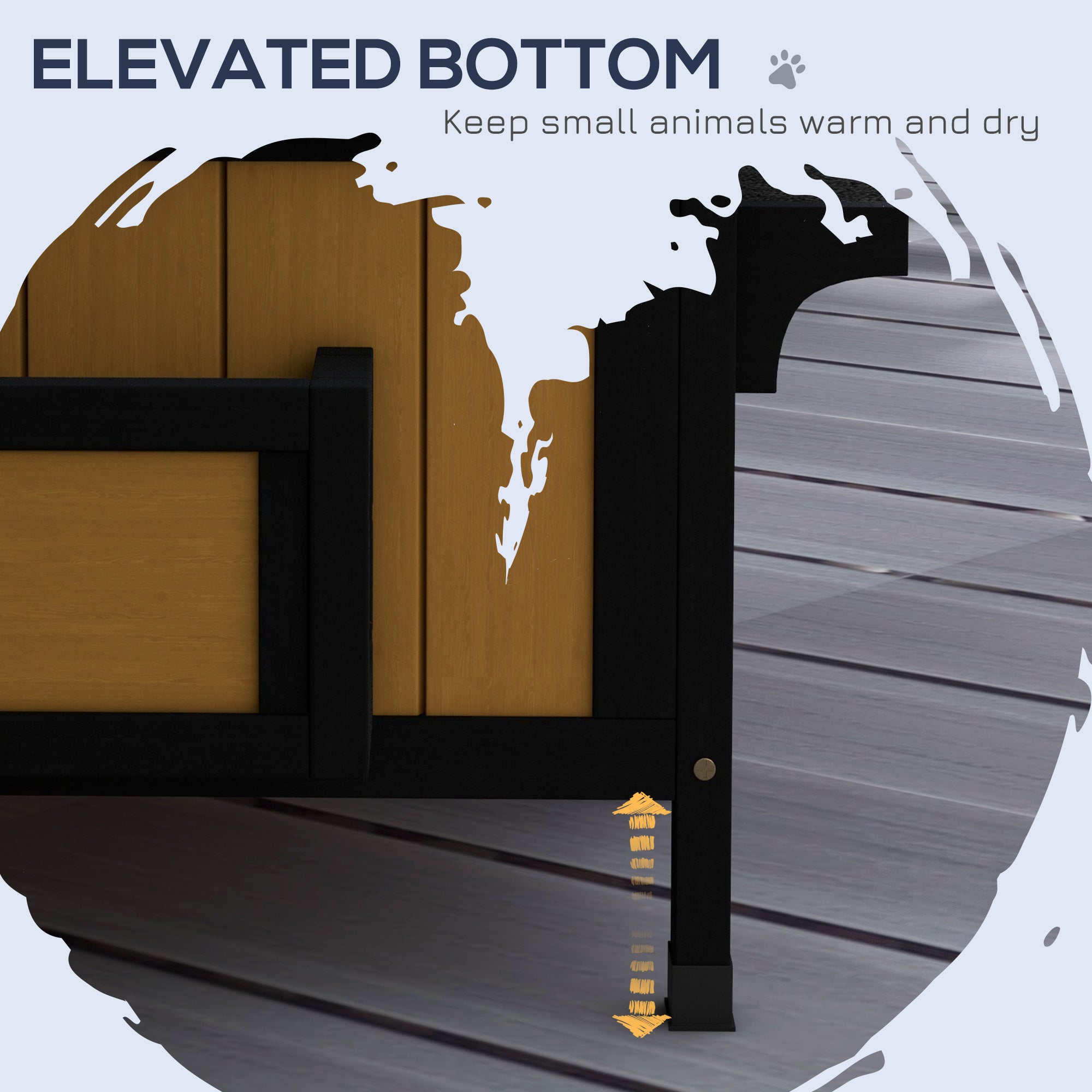 PawHut Wooden Cat House with Flower Pot, Windows, Multiple Entrances, Water-Resistant Roof for Outdoor - Yellow