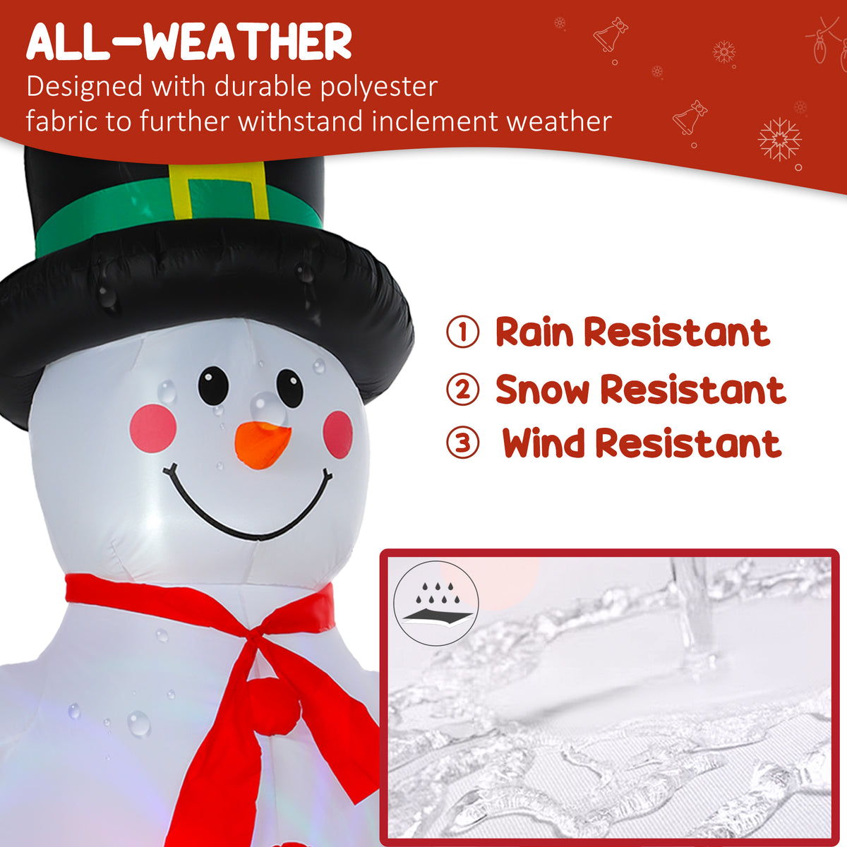 Outsunny 8FT Christmas Inflatable Outdoor Decoration with Dynamic Disco & LED Lights, Self-Inflating Christmas Blow Up Snowman for Garden, Indoor Outdoor Home Decor