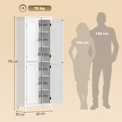 HOMCOM 170 cm Tall Bathroom Storage Cabinet, Freestanding Narrow Bathroom Cabinet with Adjustable Shelves for Laundry Room