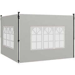 Outsunny Gazebo Side Panels, Sides Replacement with Window for 3x3(m) or 3x6m Gazebo Canopy, 2 Pack, White