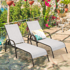 Versatile Chaise Lounge Chair with 5 Adjustable Positions Iron Construction-Grey