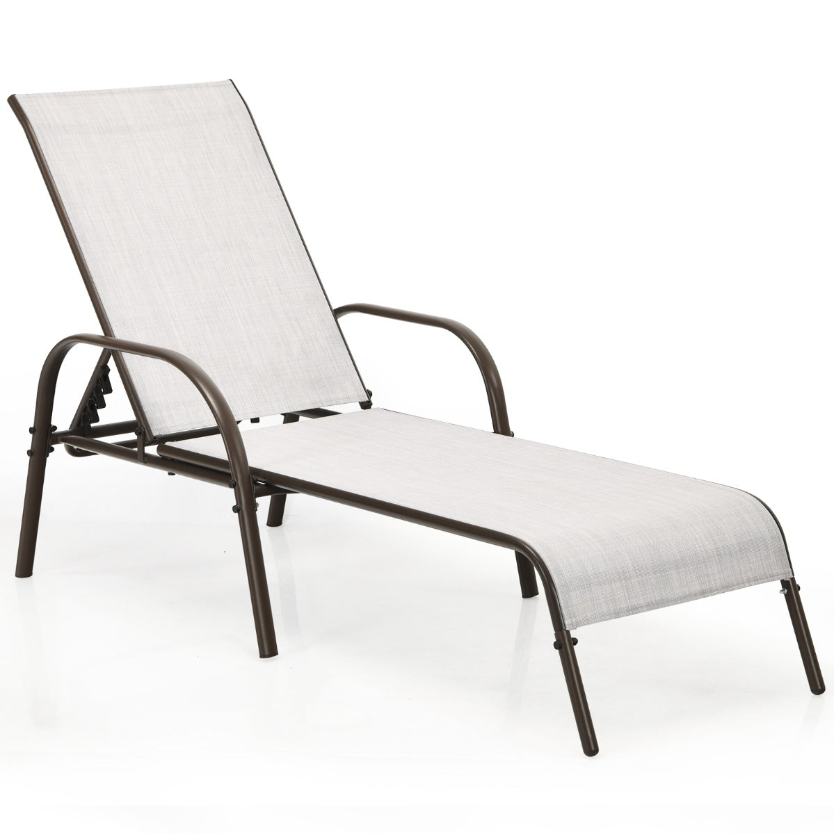 Versatile Chaise Lounge Chair with 5 Adjustable Positions Iron Construction-Grey