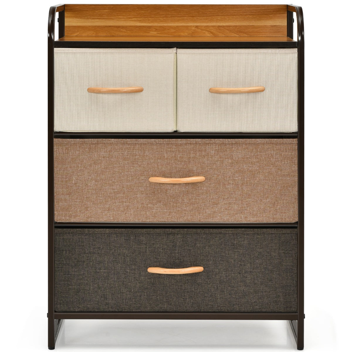 Vertical Dresser Storage Tower with Wooden Top and 4 Drawers