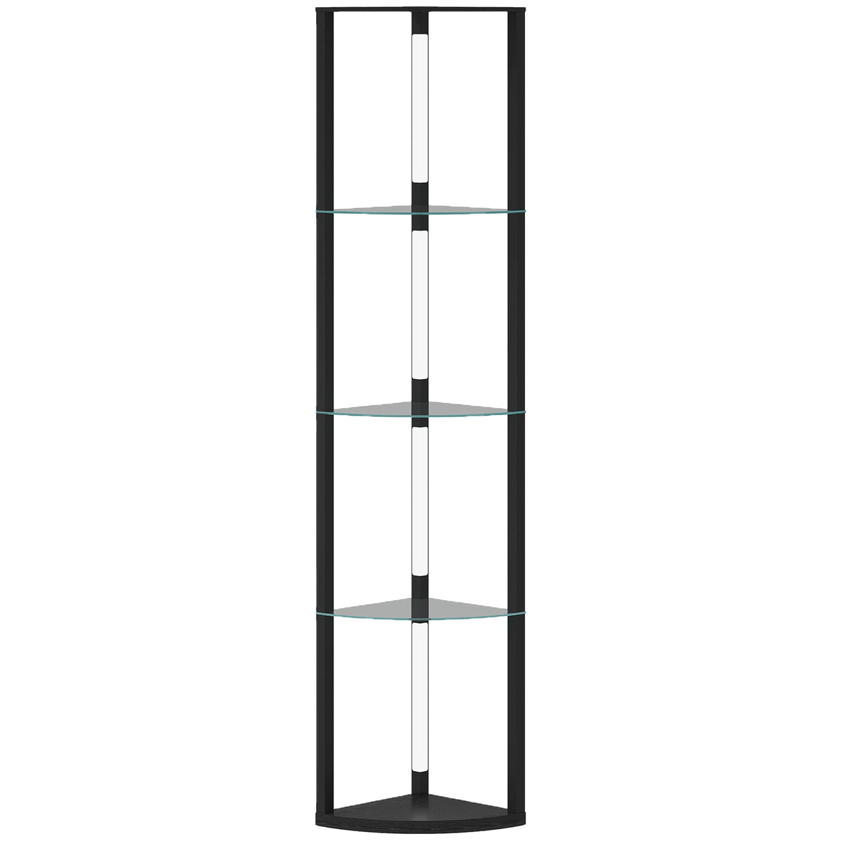 HOMCOM LED Floor Lamp with Shelves, Dimmable Standing Lamp with Foot Switch for Living Room, Bedroom, Black