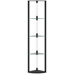 HOMCOM LED Floor Lamp with Shelves, Dimmable Standing Lamp with Foot Switch for Living Room, Bedroom, Black