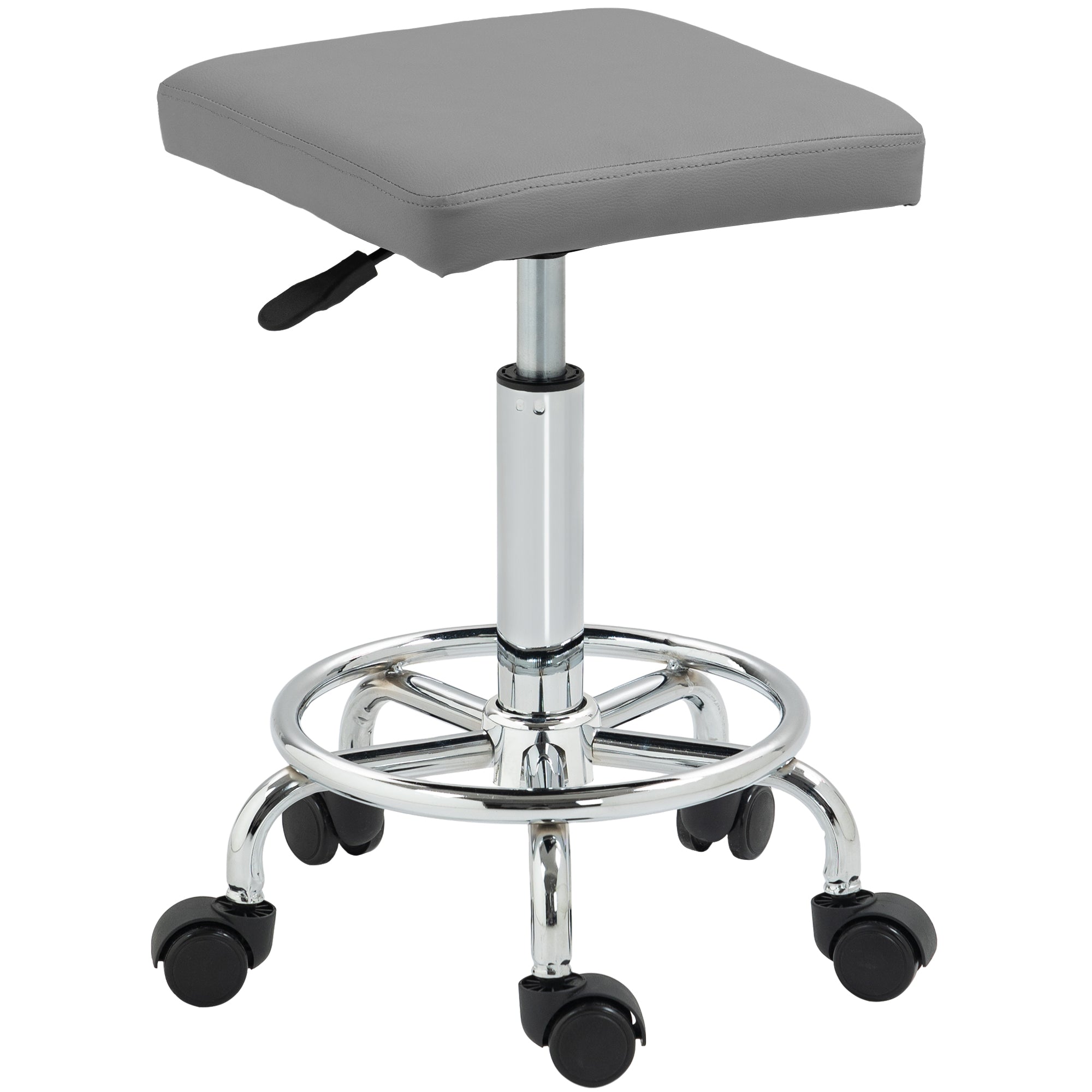 HOMCOM Faux Leather Padded Salon Stool - Grey