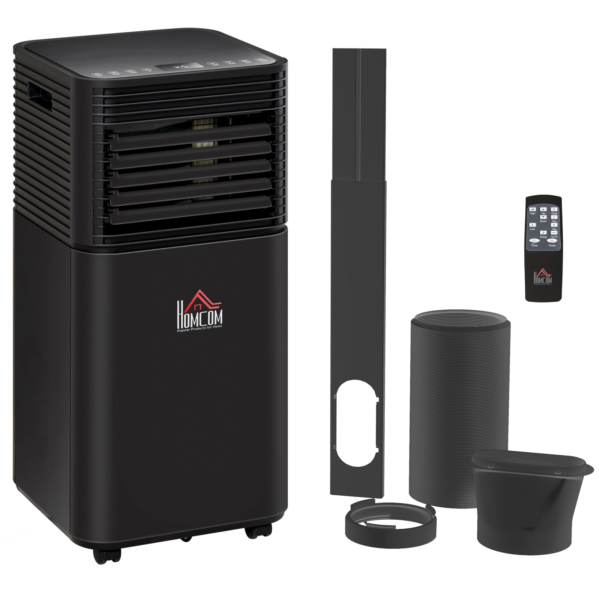 HOMCOM 7000 BTU 4-In-1 Portable Air Conditioner Unit Cooling Dehumidifying Ventilating for Room up to 26m√Ç¬≤, with Fan, Remote, 24H Timer, Window Mount Kit, R290, A Energy Efficiency