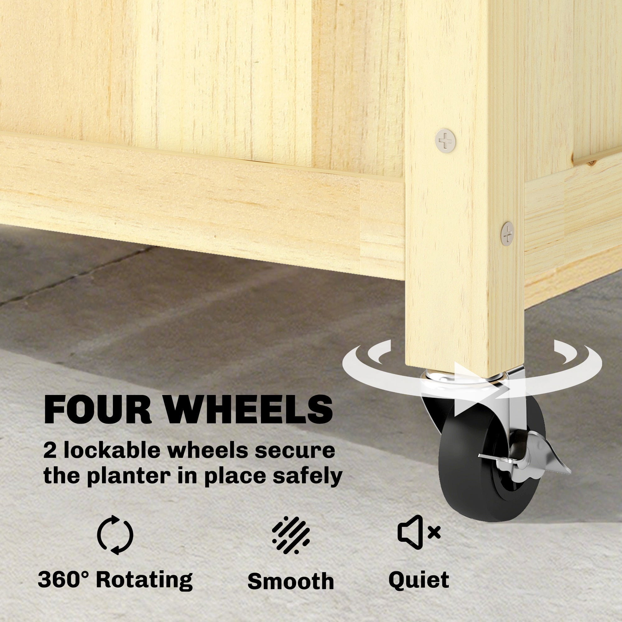 Outsunny Raised Garden Bed with Metal Trellis, Wooden Elevated Planter Box with Lockable Wheels, Outdoor Raised Planter, Natural