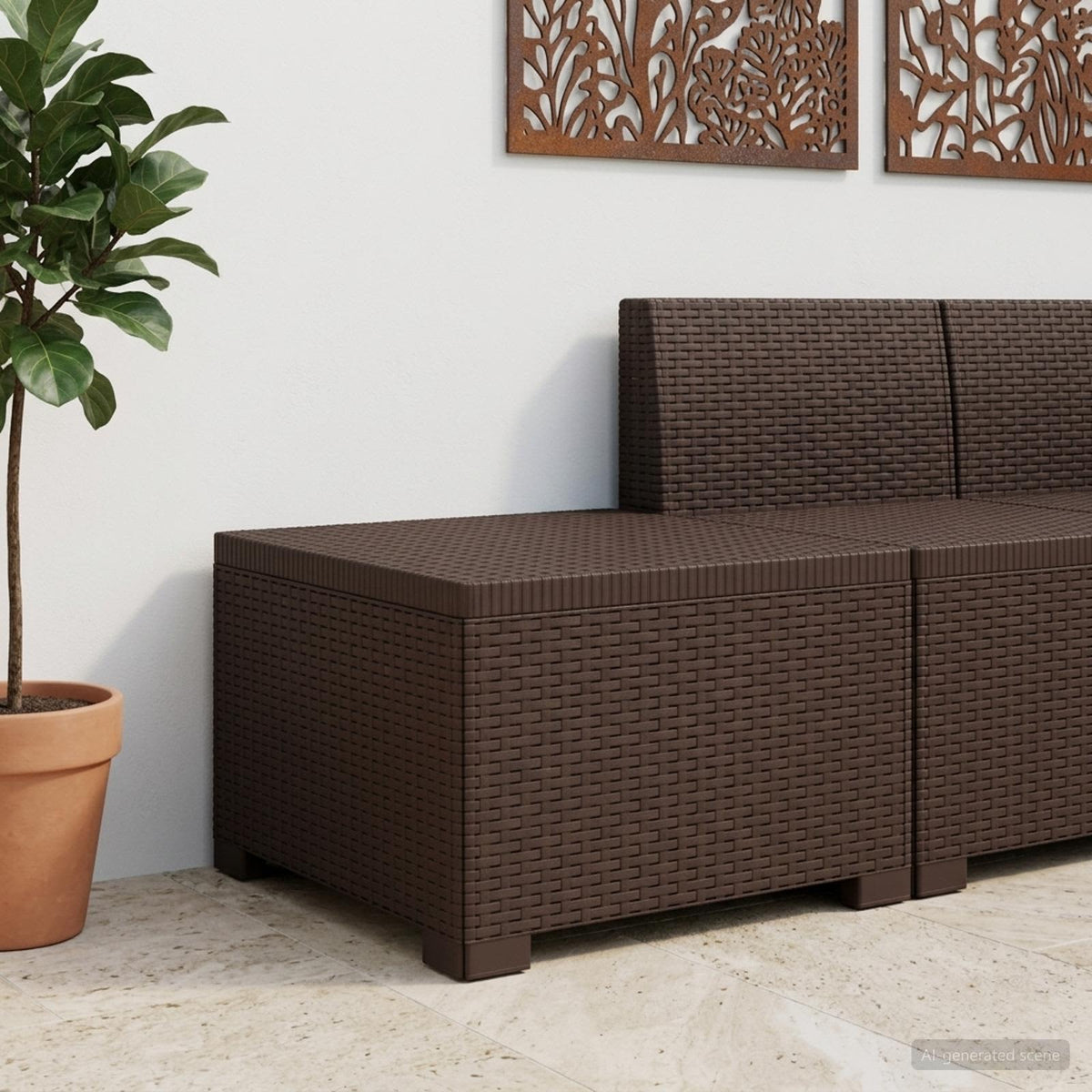 vidaXL 1-Seater Garden Sofa Rattan Look PP Brown 55 x 55 x 39 cm 1