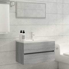 2 Piece Bathroom Furniture Set Grey Sonoma Engineered Wood