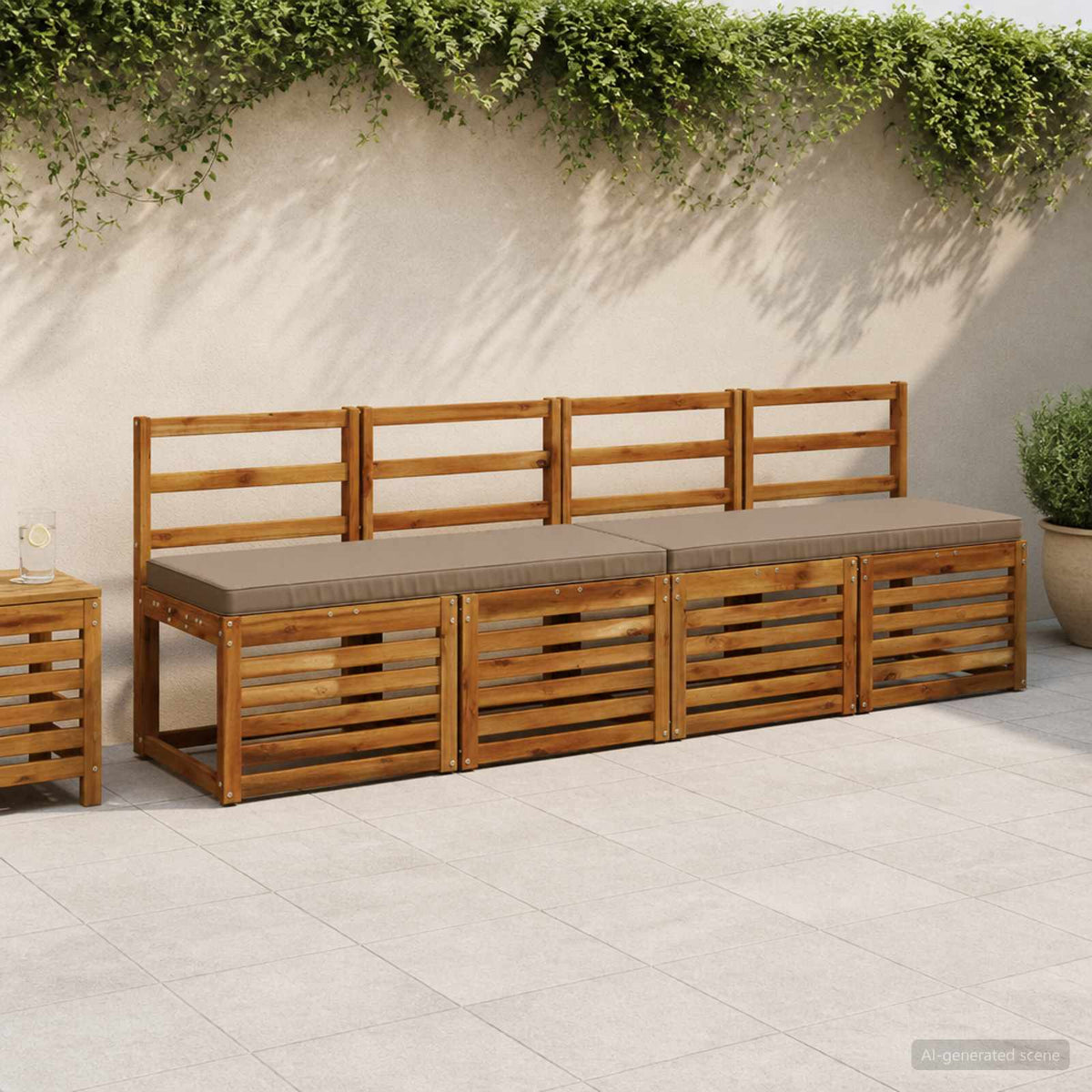 vidaXL 2-Piece Bench Cushions VUGHT 2 pcs 100% Polyester Taupe 1