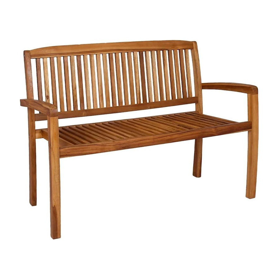 2-Seater Stacking Garden Bench 120 cm Solid Teak Wood