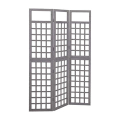 3-Panel Room Divider/Trellis Solid Fir Wood Grey