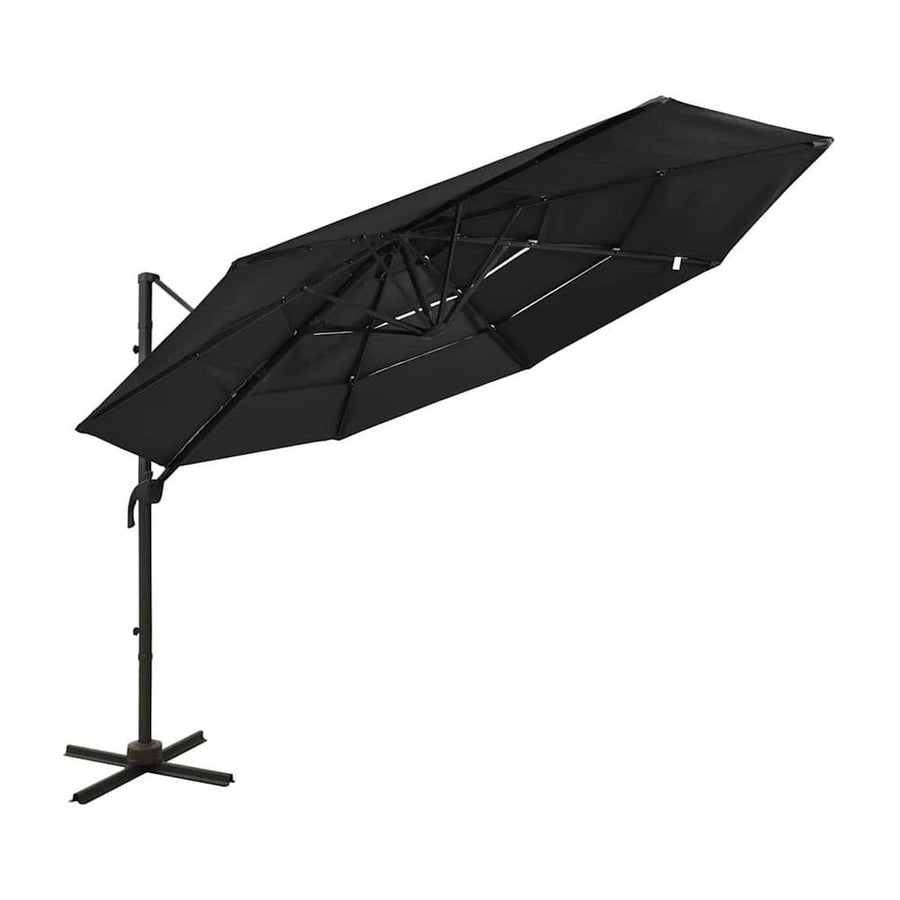 4-Tier Garden Parasol with Aluminium Pole Black