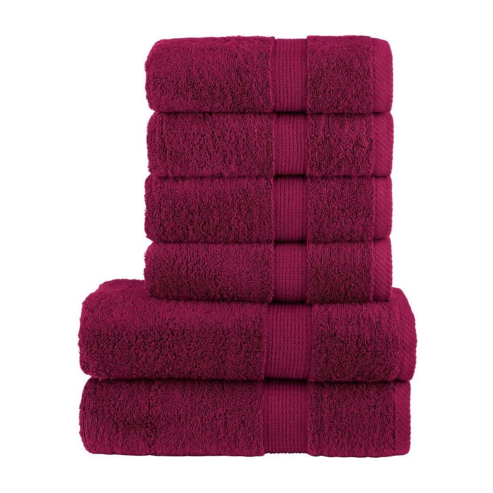 6 Piece Premium Towel Set SOLUND Bordeaux 600 gsm