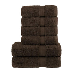 6 Piece Premium Towel Set SOLUND Brown 600 gsm