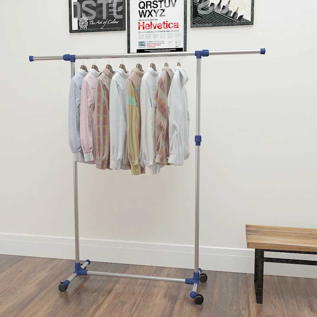 245625 vidaXL Adjustable Clothes Rack Stainless Steel 165x44x150 cm Silver 1