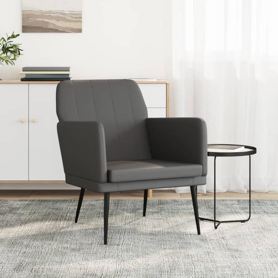 Armchair Grey Faux Leather