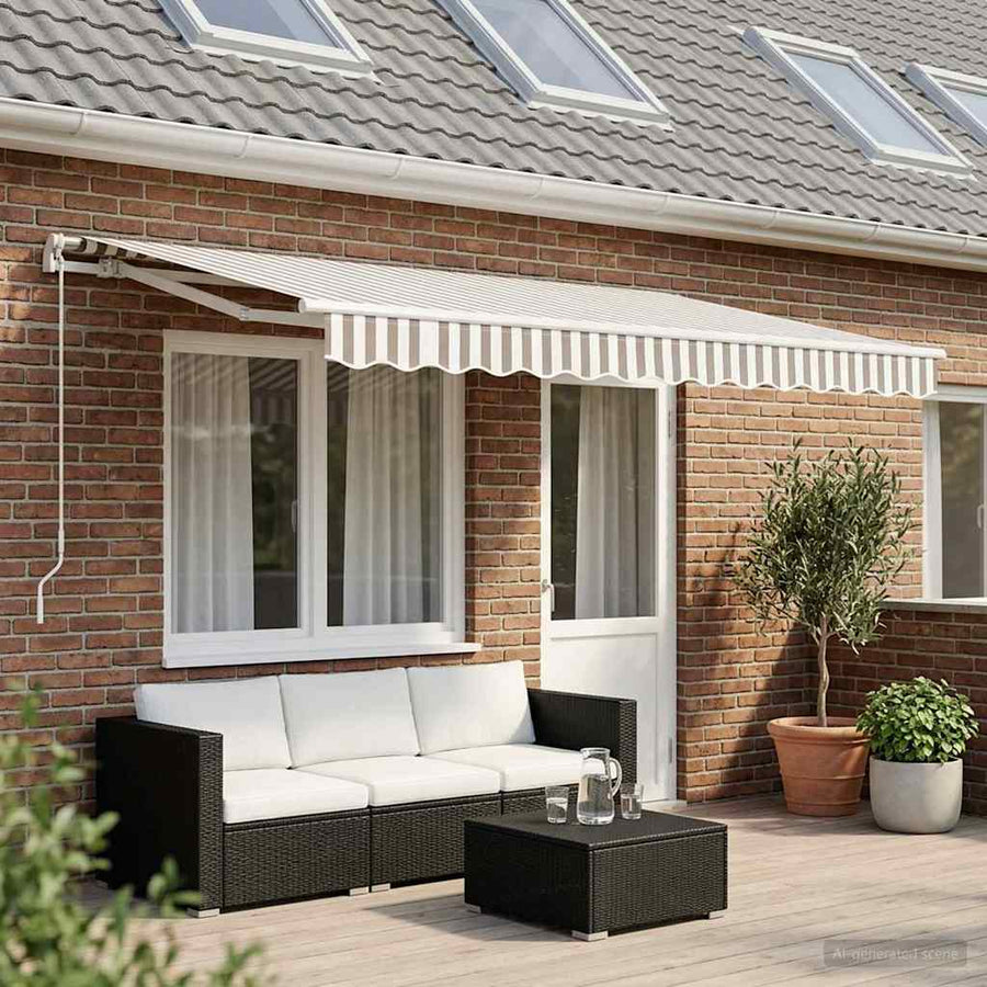 Awning Canopy Replacement for Light Grey&White Stripe