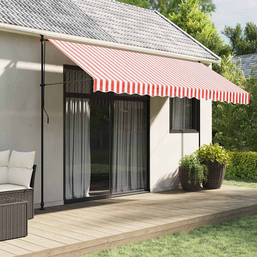 Awning Replacement Fabric Red and White Polyester