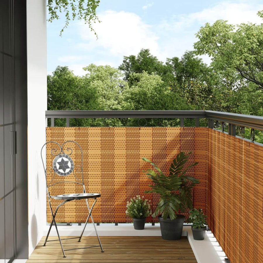 Balcony Screen Light Brown Poly Rattan